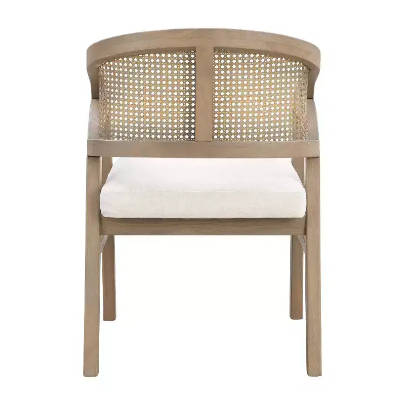 Christopher Knight Home Samson, chaises de salle à manger en bois d'hévéa et tissu, dossier incurvé en rotin (lot de 2)