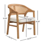 Christopher Knight Home Samson, chaises de salle à manger en bois d'hévéa et tissu, dossier incurvé en rotin (lot de 2)