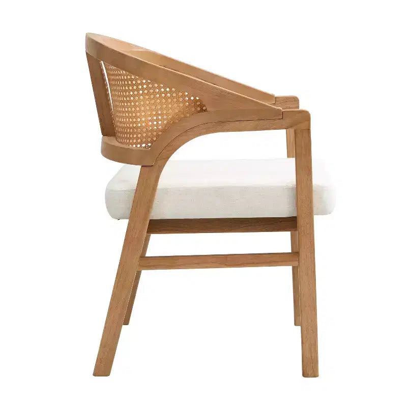 Christopher Knight Home Samson, chaises de salle à manger en bois d'hévéa et tissu, dossier incurvé en rotin (lot de 2)