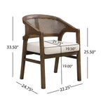 Christopher Knight Home Samson, chaises de salle à manger en bois d'hévéa et tissu, dossier incurvé en rotin (lot de 2)