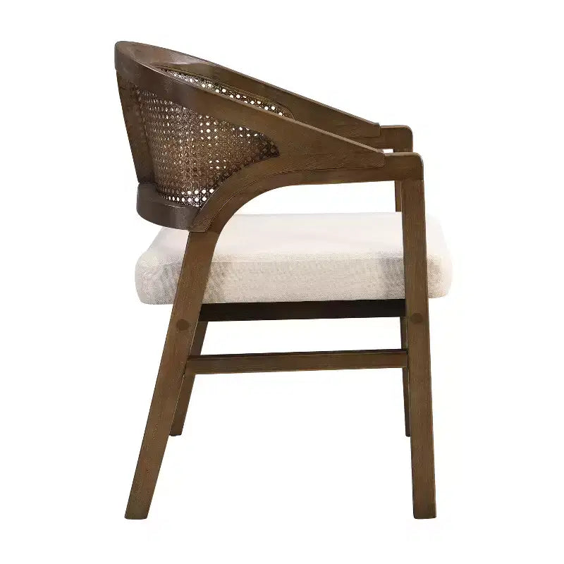 Christopher Knight Home Samson, chaises de salle à manger en bois d'hévéa et tissu, dossier incurvé en rotin (lot de 2)