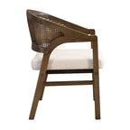 Christopher Knight Home Samson, chaises de salle à manger en bois d'hévéa et tissu, dossier incurvé en rotin (lot de 2)