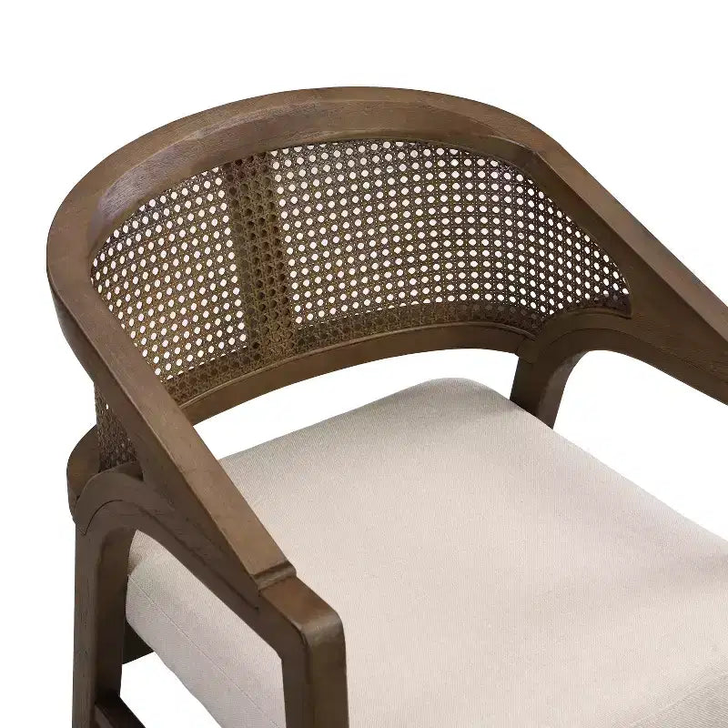 Christopher Knight Home Samson, chaises de salle à manger en bois d'hévéa et tissu, dossier incurvé en rotin (lot de 2)