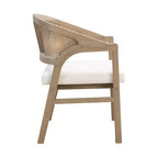 Christopher Knight Home Samson, chaises de salle à manger en bois d'hévéa et tissu, dossier incurvé en rotin (lot de 2)
