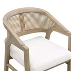 Christopher Knight Home Samson, chaises de salle à manger en bois d'hévéa et tissu, dossier incurvé en rotin (lot de 2)