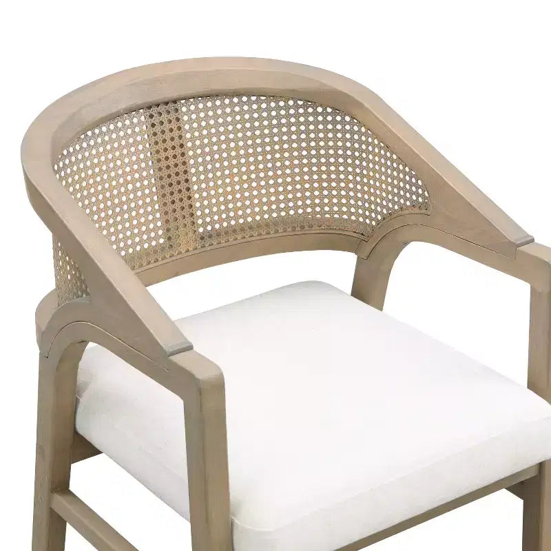 Christopher Knight Home Samson, chaises de salle à manger en bois d'hévéa et tissu, dossier incurvé en rotin (lot de 2)