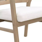 Christopher Knight Home Samson, chaises de salle à manger en bois d'hévéa et tissu, dossier incurvé en rotin (lot de 2)