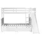 Lit superposé Bellemave double sur grand format avec 2 tiroirs, toboggan, lit superposé en bois d'hévéa avec étagères et échelle, gain de place, sommier tapissier non requis