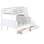 Lit superposé Bellemave double sur grand format avec 2 tiroirs, toboggan, lit superposé en bois d'hévéa avec étagères et échelle, gain de place, sommier tapissier non requis