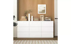 JVNOXK Armoire spacieuse et moderne de 160 cm de large avec neuf tiroirs sans poignée ; armoire de rangement en bois, convient pour le salon ou la chambre, blanc