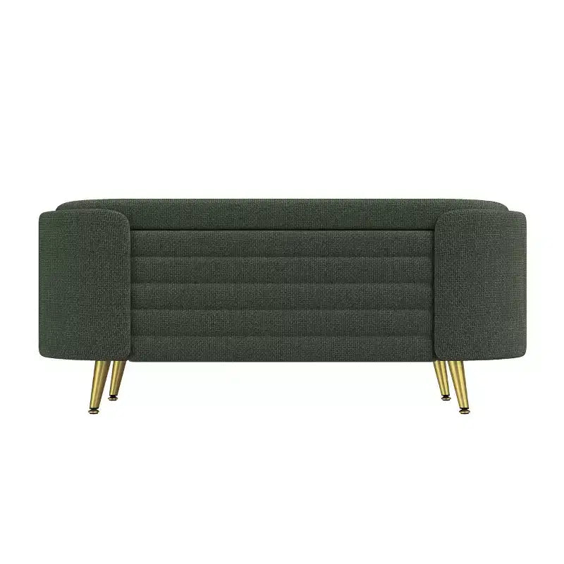 Banc de rangement moderne en bout de lit avec pieds en métal doré, banc d'entrée ovale avec rangement pour salon, chambre ou entrée - Panipeachy