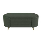 Banc de rangement moderne en bout de lit avec pieds en métal doré, banc d'entrée ovale avec rangement pour salon, chambre ou entrée - Panipeachy