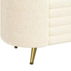 Banc de rangement moderne en bout de lit avec pieds en métal doré, banc d'entrée ovale avec rangement pour salon, chambre ou entrée - Panipeachy