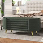 Banc de rangement moderne en bout de lit avec pieds en métal doré, banc d'entrée ovale avec rangement pour salon, chambre ou entrée - Panipeachy