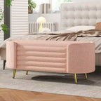 Banc de rangement moderne en bout de lit avec pieds en métal doré, banc d'entrée ovale avec rangement pour salon, chambre ou entrée - Panipeachy