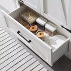 Garde-manger haut de 183 cm, armoire de rangement en bois de style rustique avec étagères réglables, 2 portes de grange et tiroir