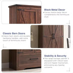 Garde-manger haut de 183 cm, armoire de rangement en bois de style rustique avec étagères réglables, 2 portes de grange et tiroir