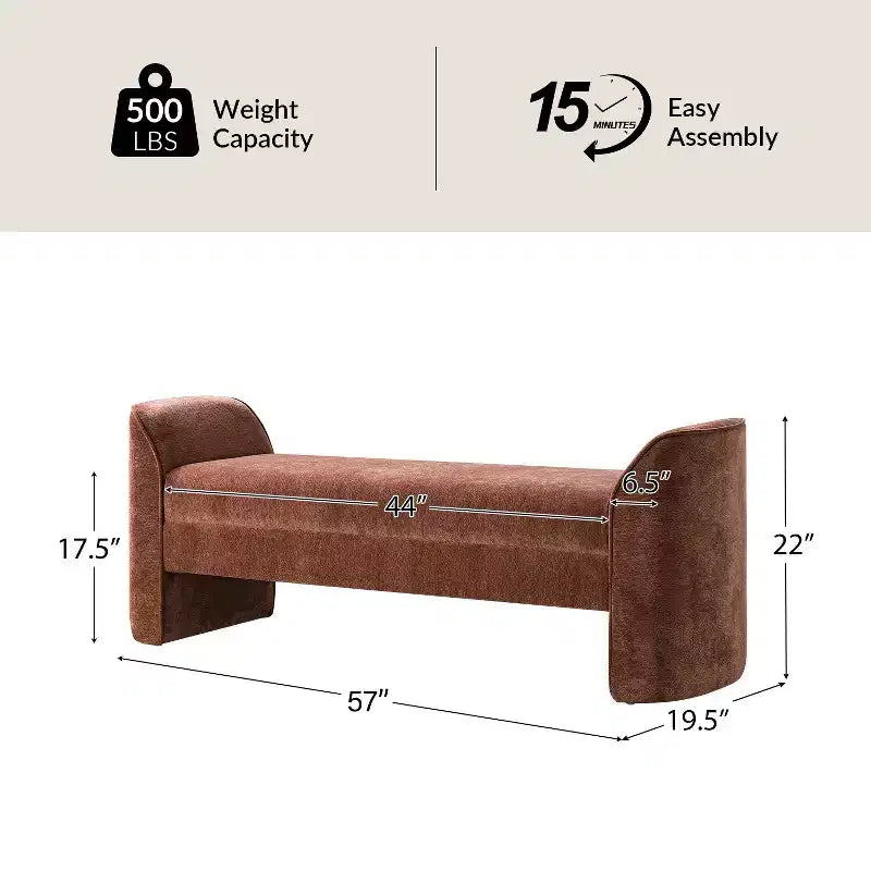 Banc moderne Donna en tissu chenille|HULALA HOME-BEIGE