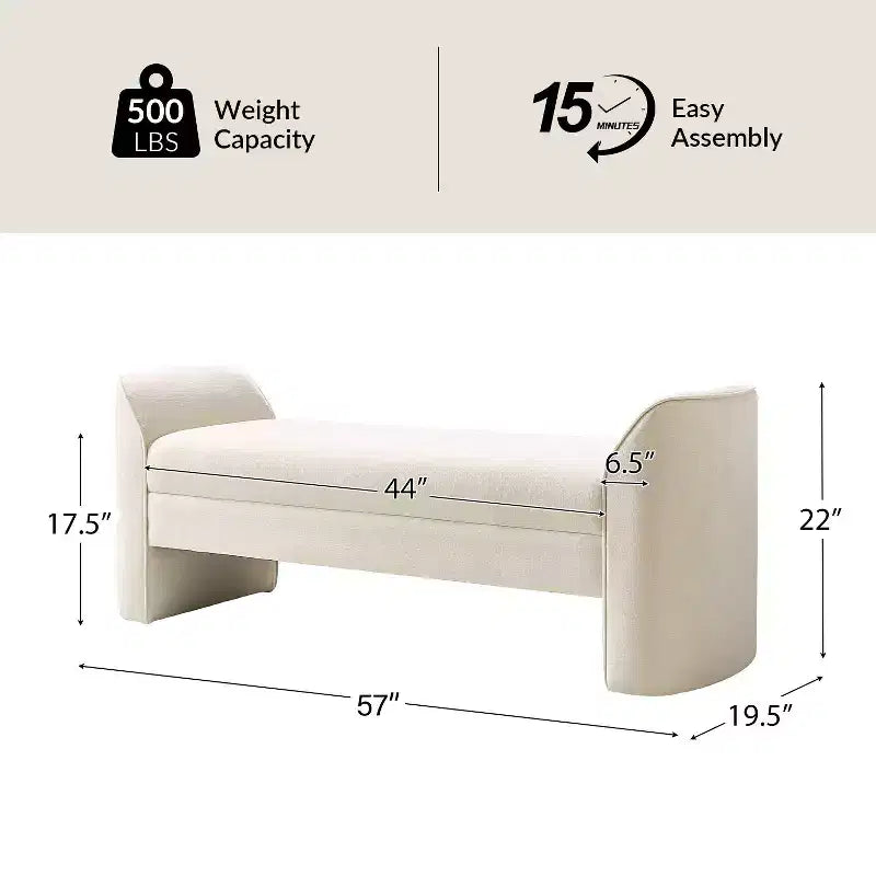 Banc moderne Donna en tissu chenille|HULALA HOME-BEIGE
