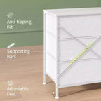 Meuble TV 63 pouces avec 9 tiroirs en tissu et plateau en bois, console multimédia à cadre métallique pour chambre ou salon