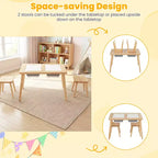 Costway Table et chaises pour enfants avec dessus de table double face détachables Naturel + Blanc + Noir/Gris