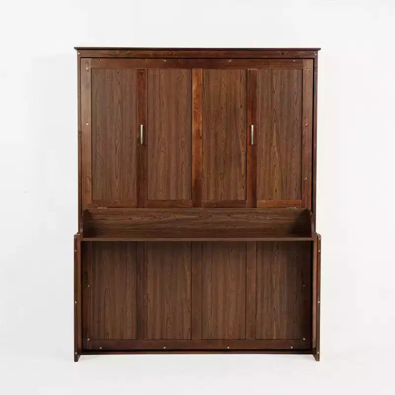 Lit escamotable Whisen Queen Wood Murphy, armoire de lit mural escamotable avec vérins à gaz (améliorés) - Noyer
