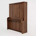 Lit escamotable Whisen Queen Wood Murphy, armoire de lit mural escamotable avec vérins à gaz (améliorés) - Noyer