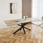 Extendable Dining Table with Metal Leg and MDF Top, 240/200/160x90x75cm, Walnut Finish, for Multiple Uses