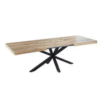 Table à manger extensible avec pieds en métal et plateau en MDF, 240/200/160x90x75cm, finition noyer, pour usages multiples