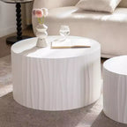 Ensemble de 2 tables basses gigognes rondes avec motifs en relief faits à la main pour salon