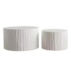 Ensemble de 2 tables basses gigognes rondes avec motifs en relief faits à la main pour salon