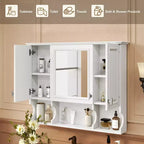 Meuble-lavabo GDFStudio Dominic 35 avec miroir mural et 3 étagères ouvertes