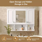 Meuble-lavabo GDFStudio Dominic 35 avec miroir mural et 3 étagères ouvertes