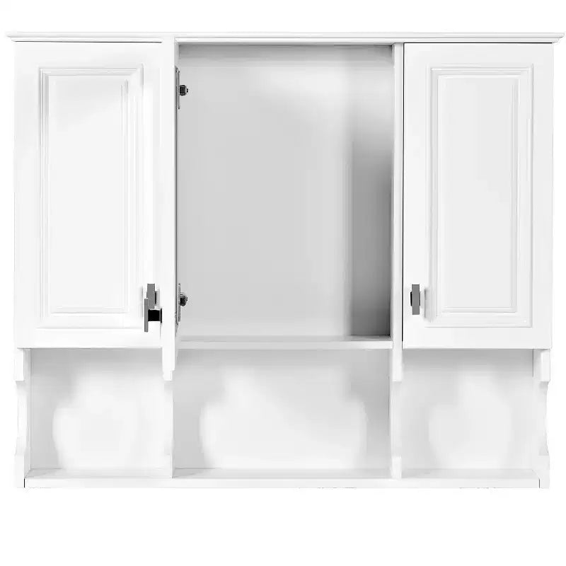 Meuble-lavabo GDFStudio Dominic 35 avec miroir mural et 3 étagères ouvertes