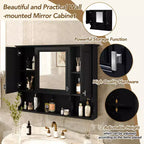Meuble-lavabo GDFStudio Dominic 35 avec miroir mural et 3 étagères ouvertes