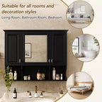 Meuble-lavabo GDFStudio Dominic 35 avec miroir mural et 3 étagères ouvertes