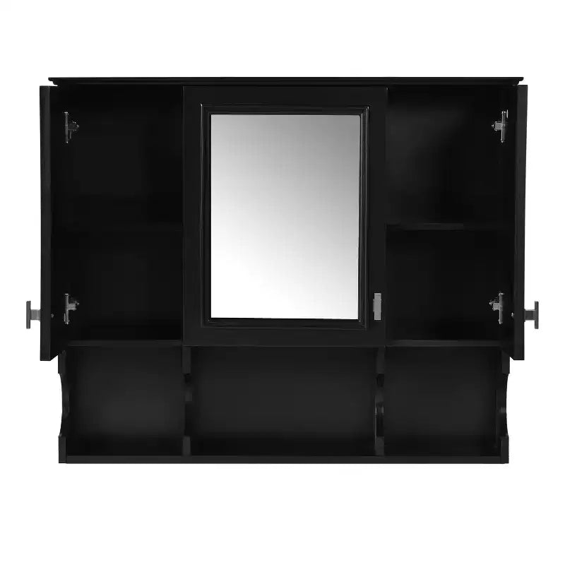Meuble-lavabo GDFStudio Dominic 35 avec miroir mural et 3 étagères ouvertes