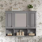 Meuble-lavabo GDFStudio Dominic 35 avec miroir mural et 3 étagères ouvertes