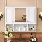 Meuble-lavabo GDFStudio Dominic 35 avec miroir mural et 3 étagères ouvertes