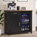 GDLF Coffee Bar with Mini Fridge Space, Mini Fridge Stand, Liquor Wine Cabinet for Dorm, Kitchen or Office, 39.4W X 20.9 D Tabletop Blac