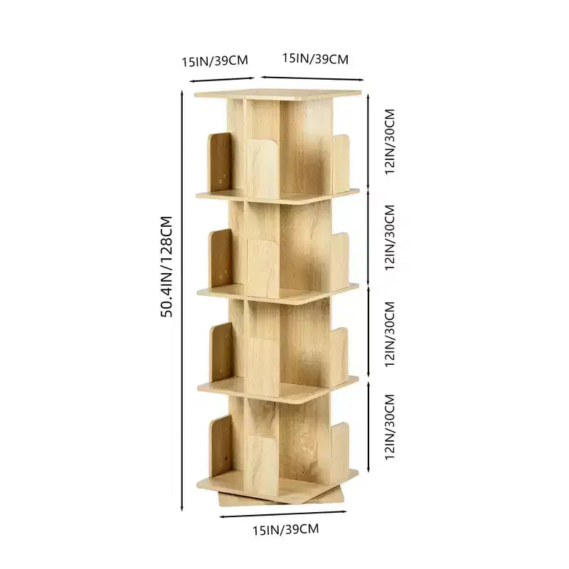 Étagère à livres décorative rotative FurnitureR, bibliothèque verticale autoportante avec étagères ouvertes à plusieurs niveaux, peu encombrante pour le salon, la chambre ou le bureau