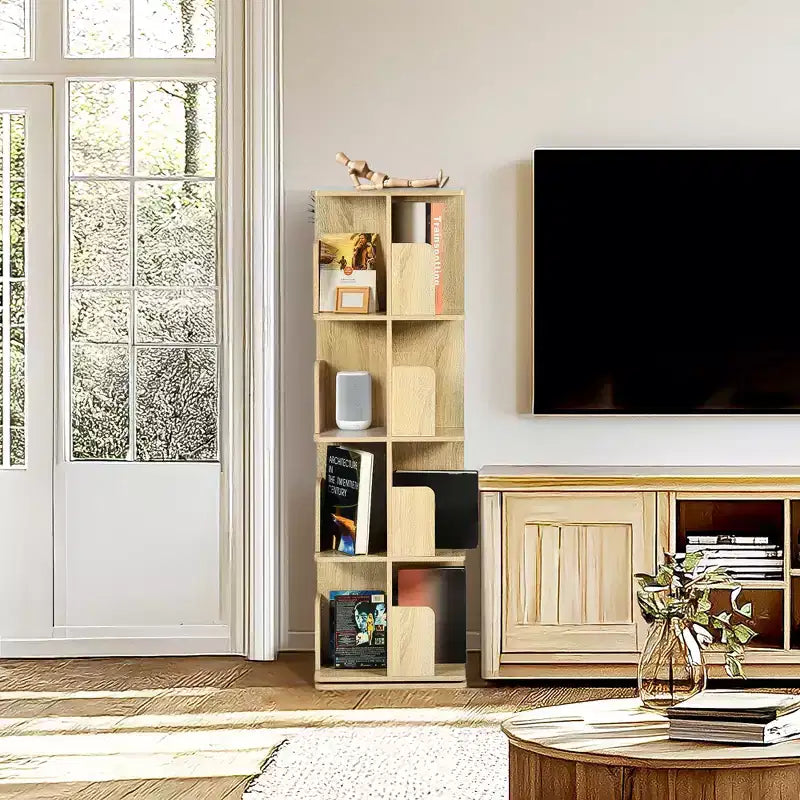 Étagère à livres décorative rotative FurnitureR, bibliothèque verticale autoportante avec étagères ouvertes à plusieurs niveaux, peu encombrante pour le salon, la chambre ou le bureau