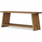 Meuble TV Lantine en bois massif, console multimédia de style campagnard à 2 niveaux pour téléviseurs de 55/60/65 pouces, meuble TV moderne du milieu du siècle pour salon (marron, 63 pouces)