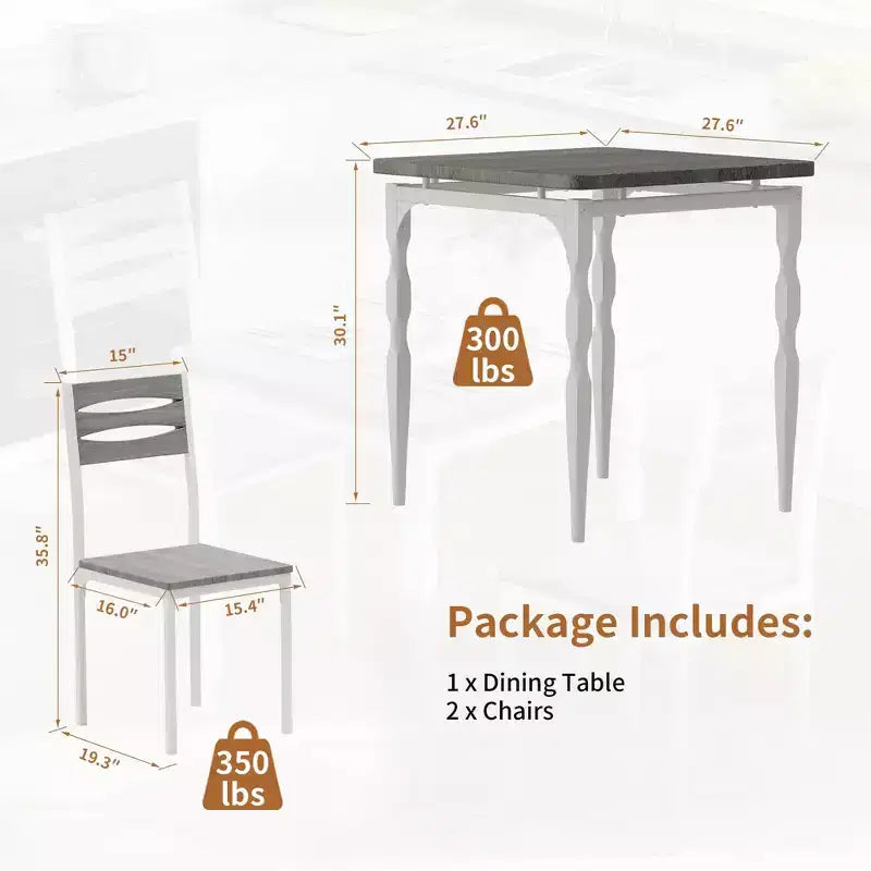 Ensemble table et chaises de salle à manger 2 places, ensemble table et 2 chaises, ensemble table à manger 3 pièces avec pieds de table en spirale pour petits espaces, cuisine, appartement