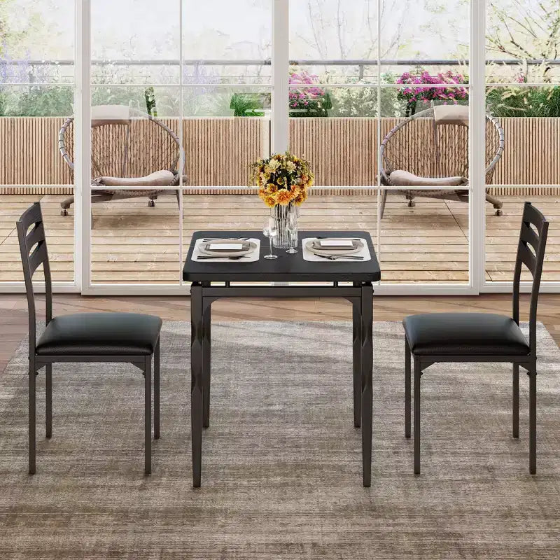 Ensemble table et chaises de salle à manger 2 places, ensemble table et 2 chaises, ensemble table à manger 3 pièces avec pieds de table en spirale pour petits espaces, cuisine, appartement