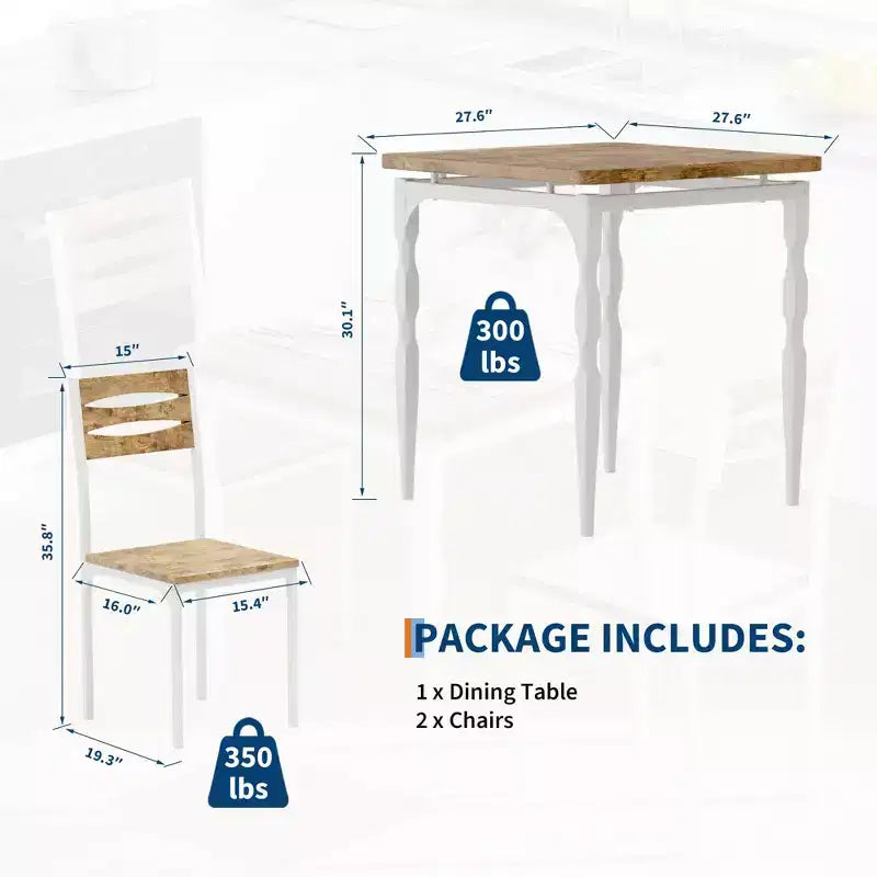Ensemble table et chaises de salle à manger 2 places, ensemble table et 2 chaises, ensemble table à manger 3 pièces avec pieds de table en spirale pour petits espaces, cuisine, appartement