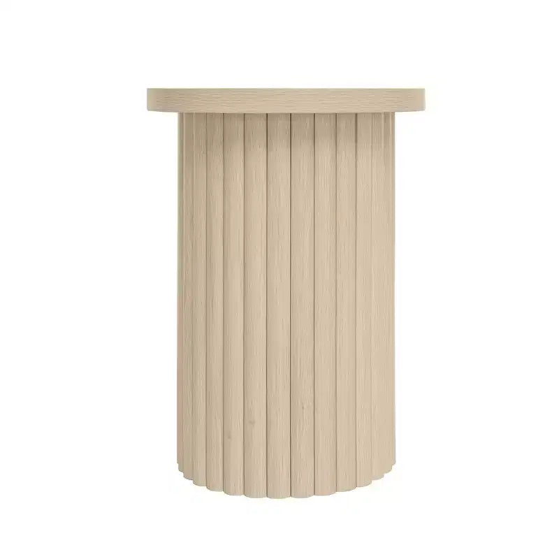 Tables basses rondes cannelées FurnitureR, lot de 2 tables gigognes en bois naturel pour salon ou lounge