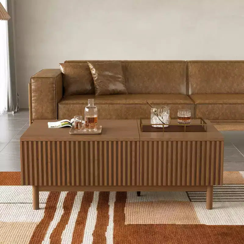 Table basse élévatrice moderne Luck Live 51.1 avec 2 tiroirs de rangement et un compartiment caché