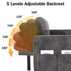 Canapé convertible Dyonery - Canapé-lit 2-en-1 avec rangement et méridienne, canapé sectionnel en chenille avec ports USB, assemblage sans outils
