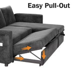Canapé convertible Dyonery - Canapé-lit 2-en-1 avec rangement et méridienne, canapé sectionnel en chenille avec ports USB, assemblage sans outils